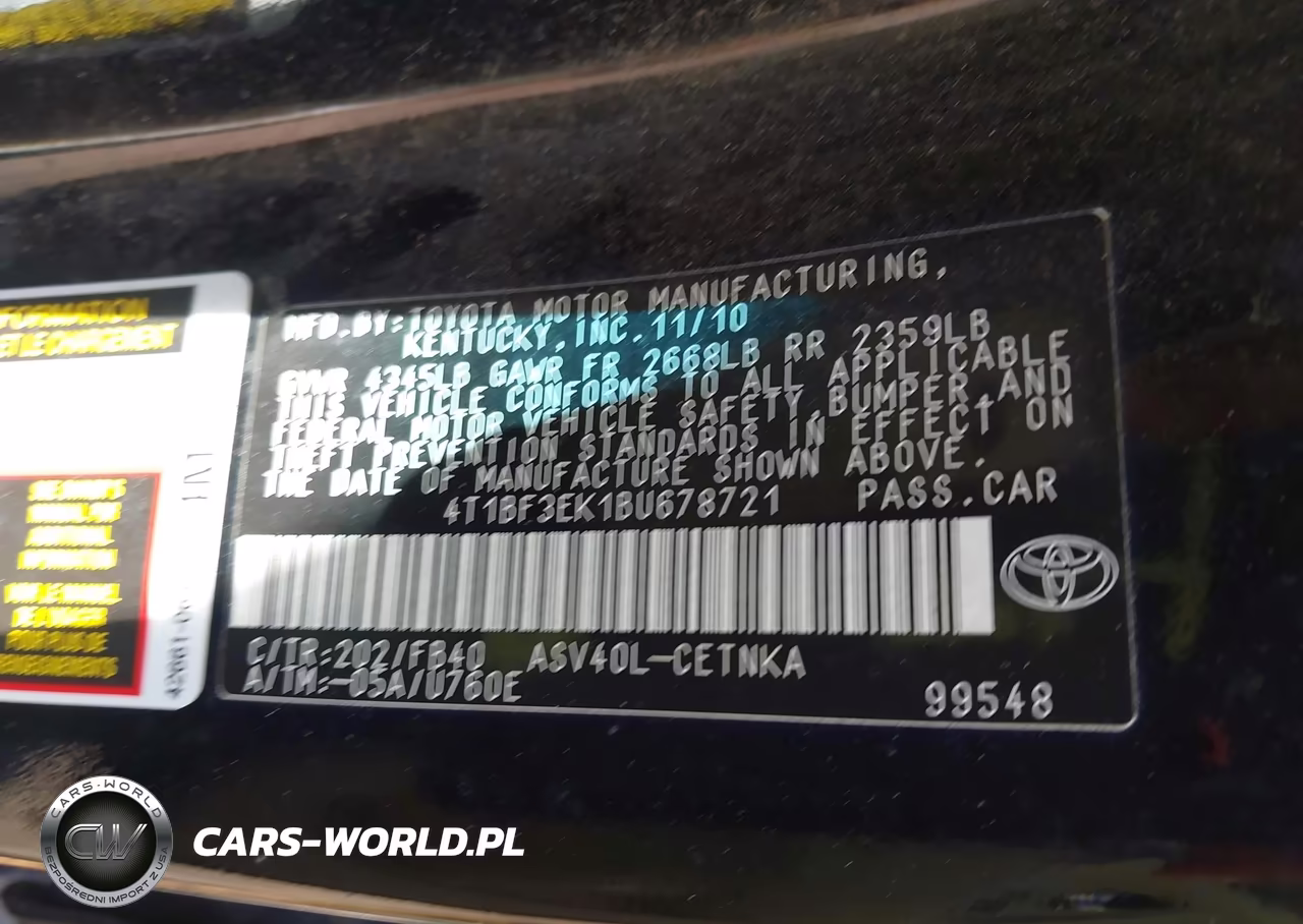 2011 Toyota Camry VIN:4T1BF3EK1BU678721 - 9