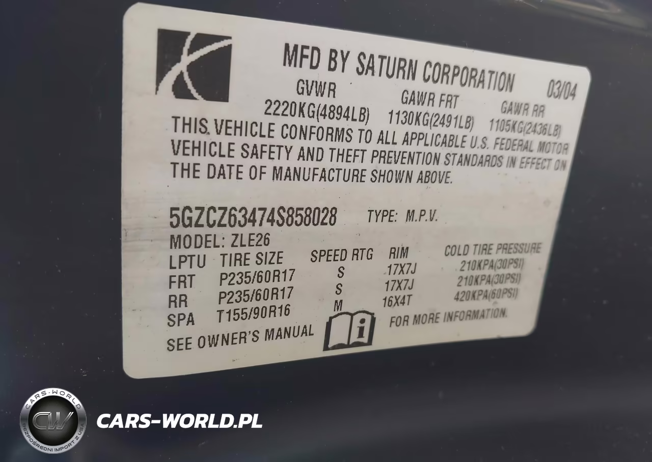 2004 Saturn Vue V6 VIN:5GZCZ63474S858028 - 9