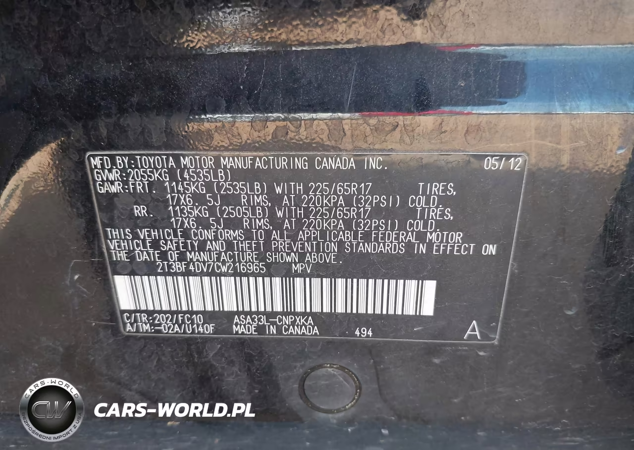 2012 Toyota Rav4 VIN:2T3BF4DV7CW216965 - 9