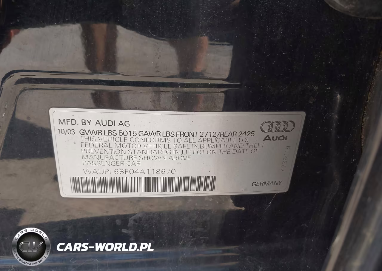 2004 Audi S4 4.2 VIN:WAUPL68E04A118670 - 9