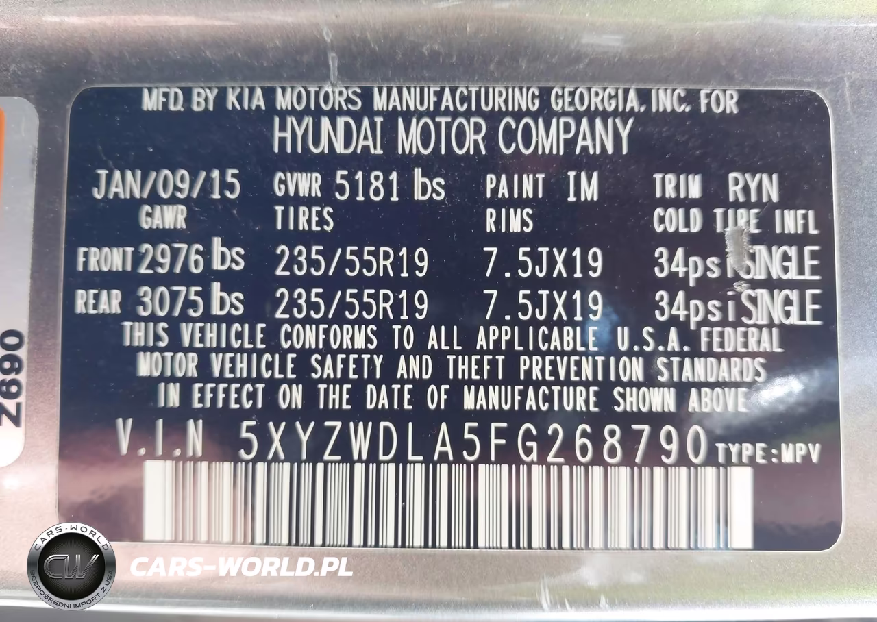 2015 Hyundai Santa Fe Sport 2.0L Turbo VIN:5XYZWDLA5FG268790 - 9