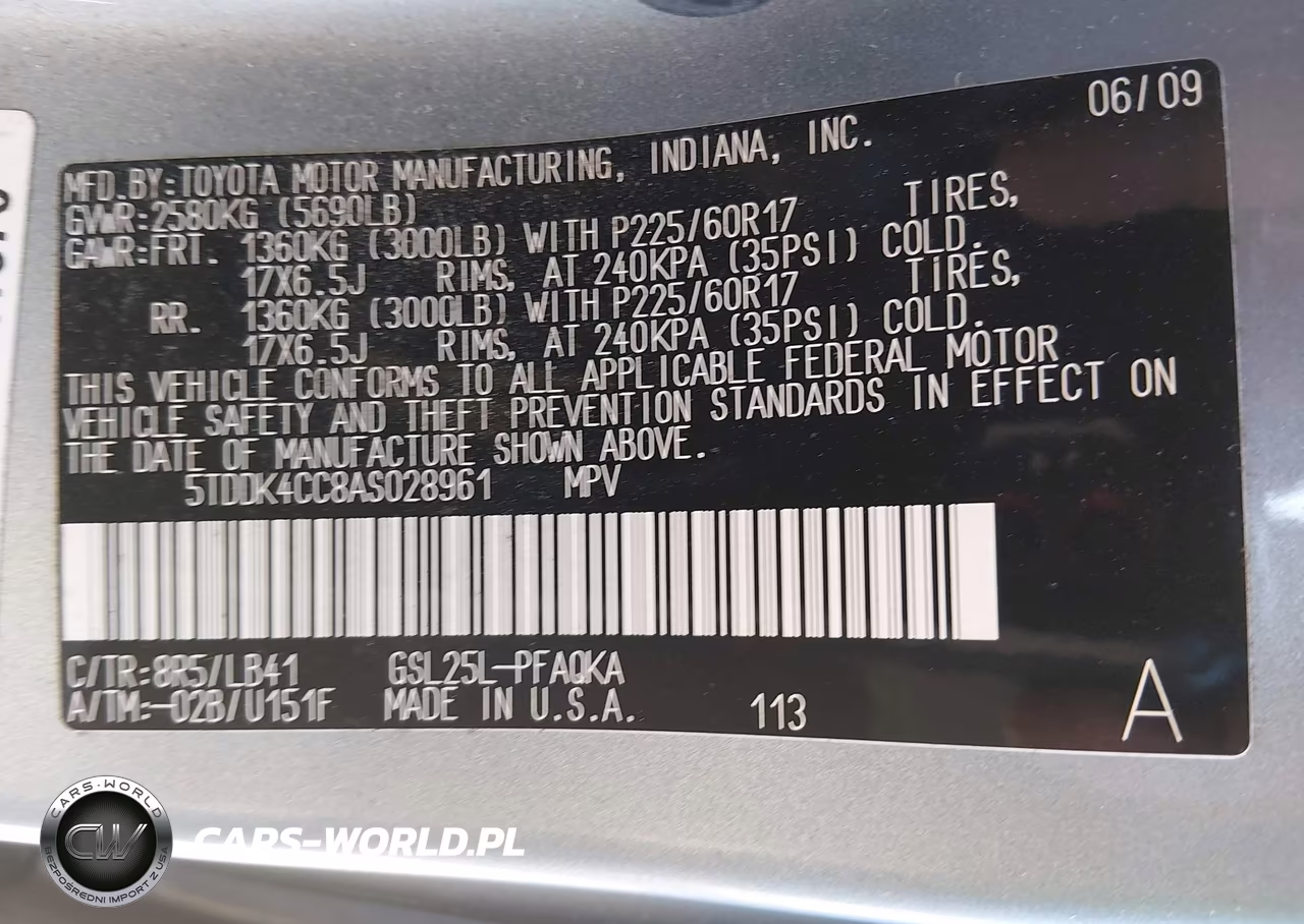 2010 Toyota Sienna Limited VIN:5TDDK4CC8AS028961 - 9