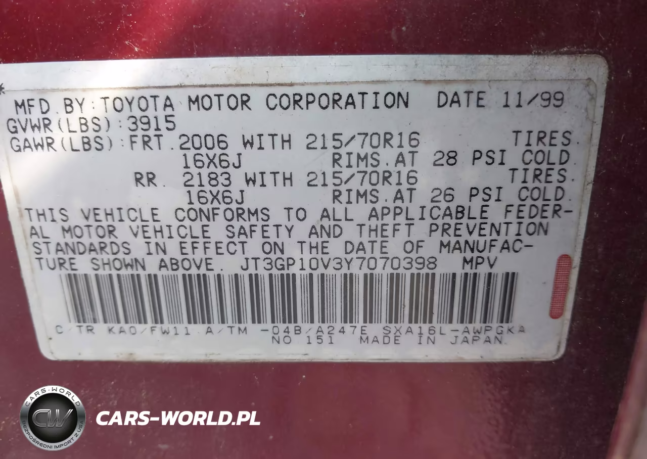2000 Toyota Rav4 VIN:JT3GP10V3Y7070398 - 9