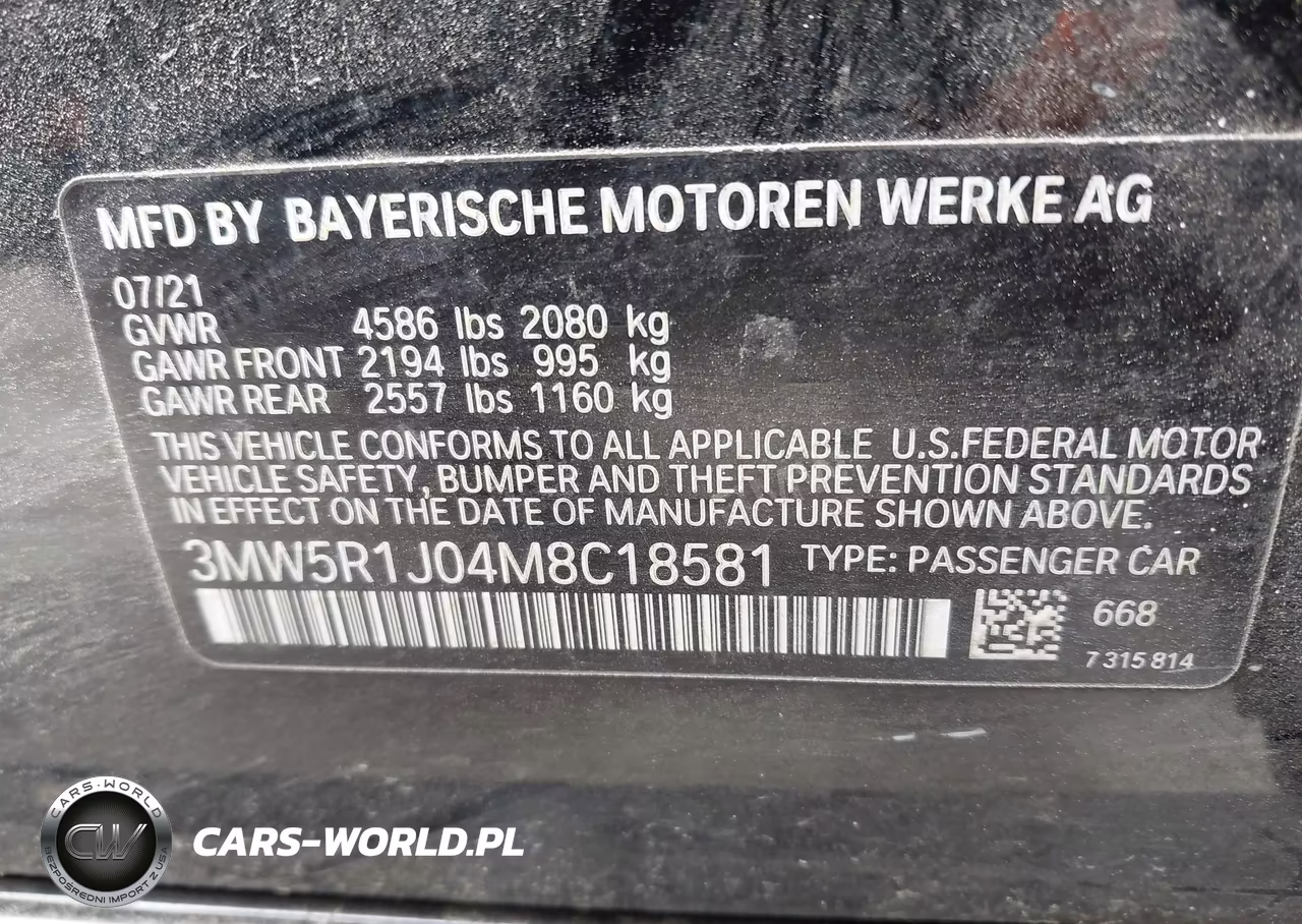 2021 BMW 330I VIN:3MW5R1J04M8C18581 - 9