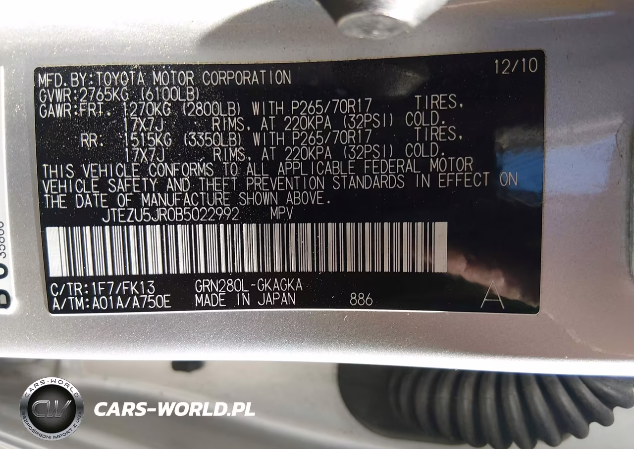 2011 Toyota 4Runner Sr5 V6 VIN:JTEZU5JR0B5022992 - 9
