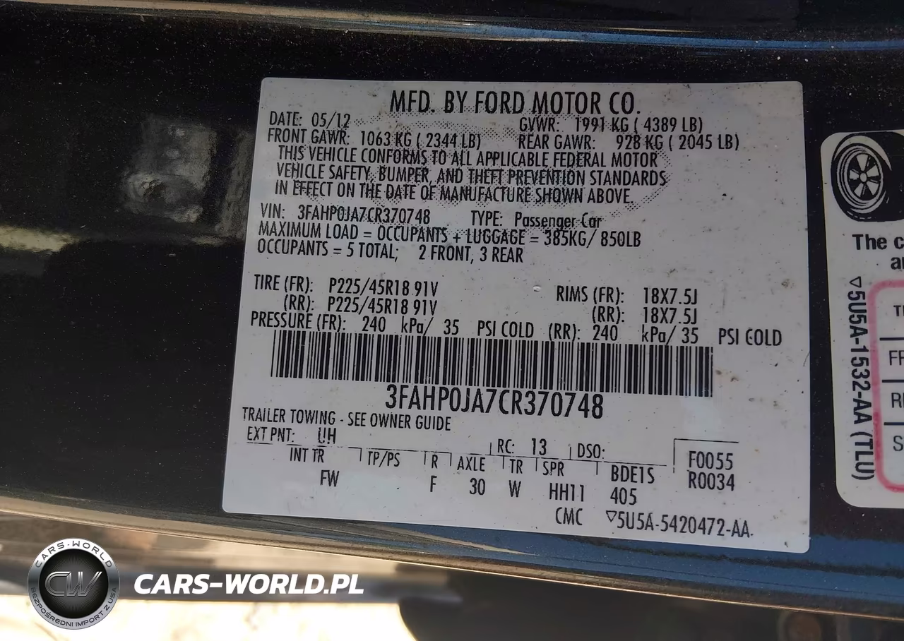 2012 Ford Fusion Sel VIN:3FAHP0JA7CR370748 - 9
