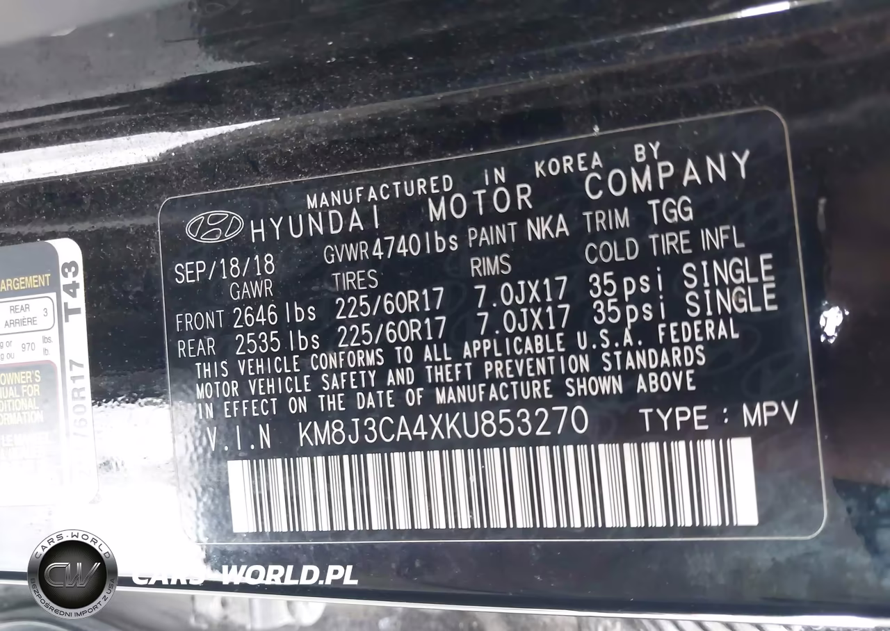 2019 Hyundai Tucson Value VIN:KM8J3CA4XKU853270 - 9