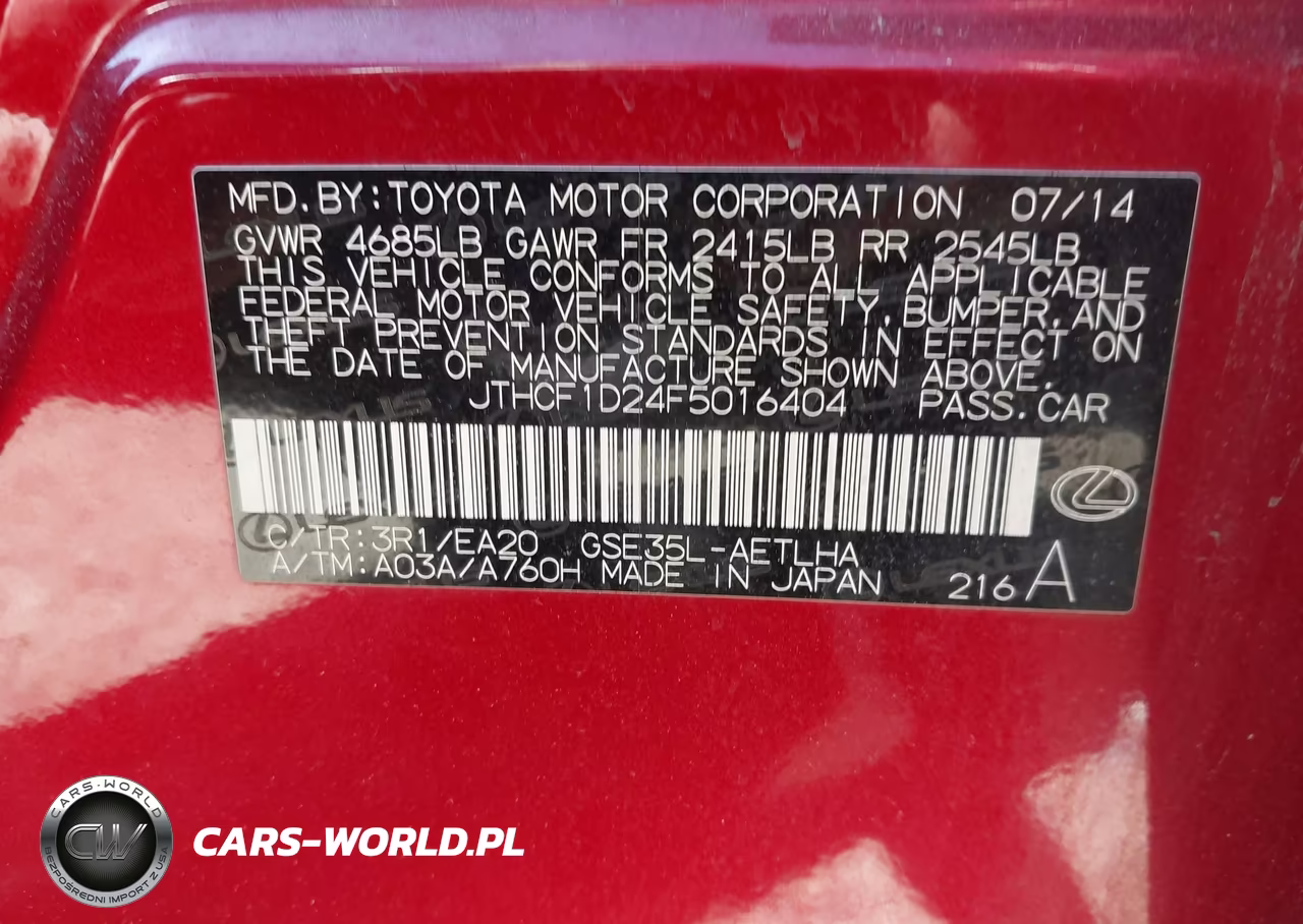2015 Lexus Is 250 VIN:JTHCF1D24F5016404 - 9