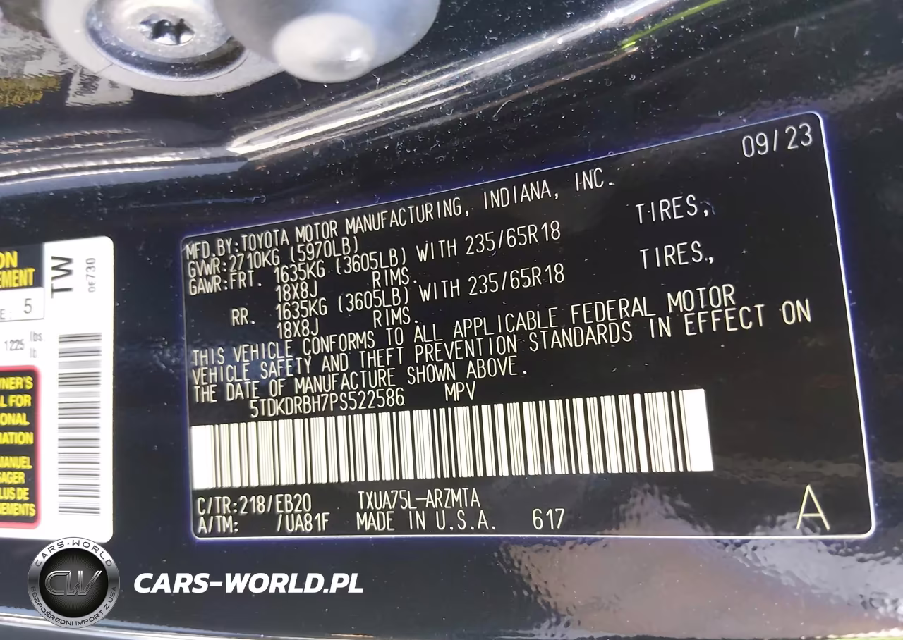 2023 Toyota Highlander Xle VIN:5TDKDRBH7PS522586 - 9