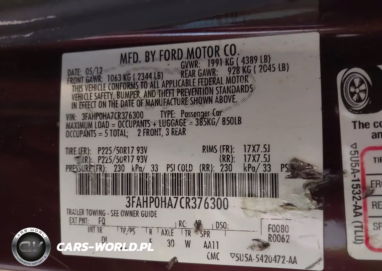 2012 Ford Fusion Se VIN:3FAHP0HA7CR376300 - 9