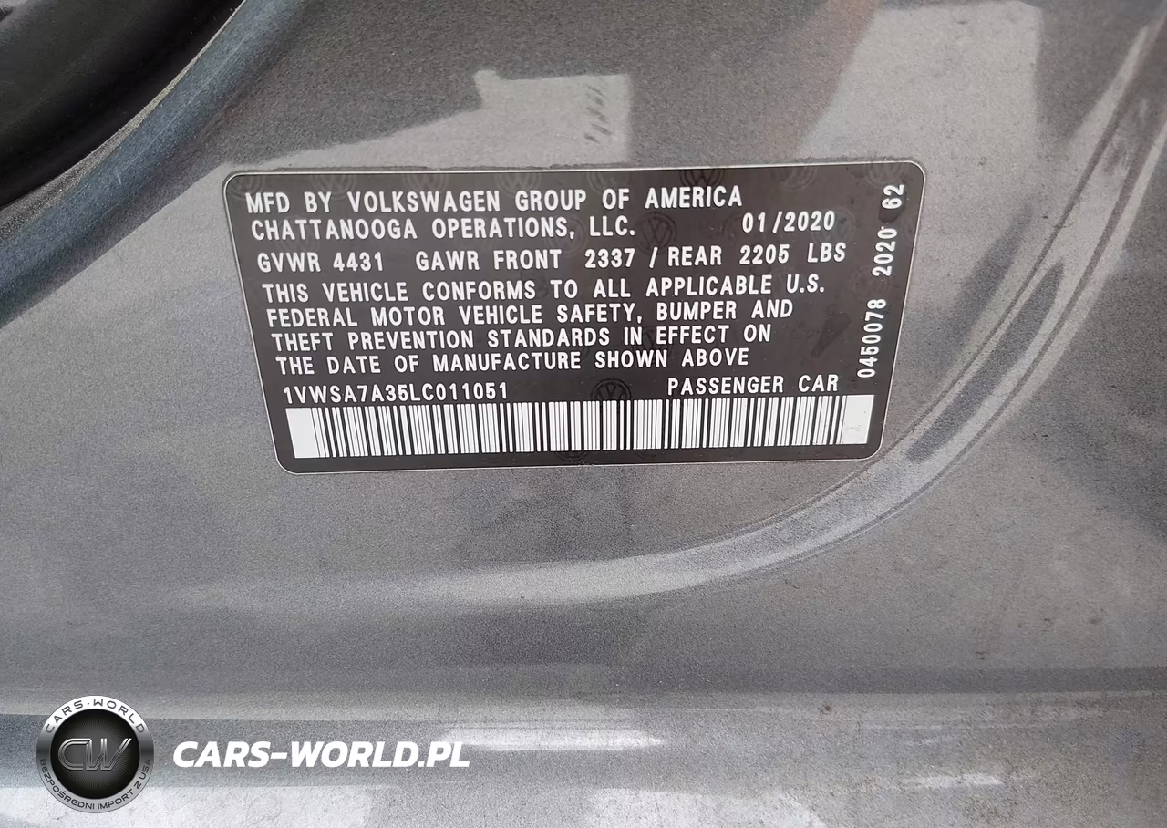 2020 Volkswagen Passat 2.0T Se VIN:1VWSA7A35LC011051 - 9