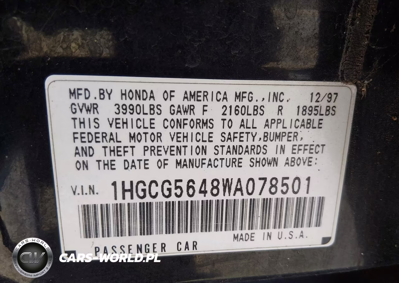 1998 Honda Accord Lx VIN:1HGCG5648WA078501 - 9