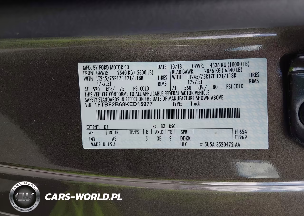 2019 Ford F-250 Xl VIN:1FTBF2B68KED15977 - 9