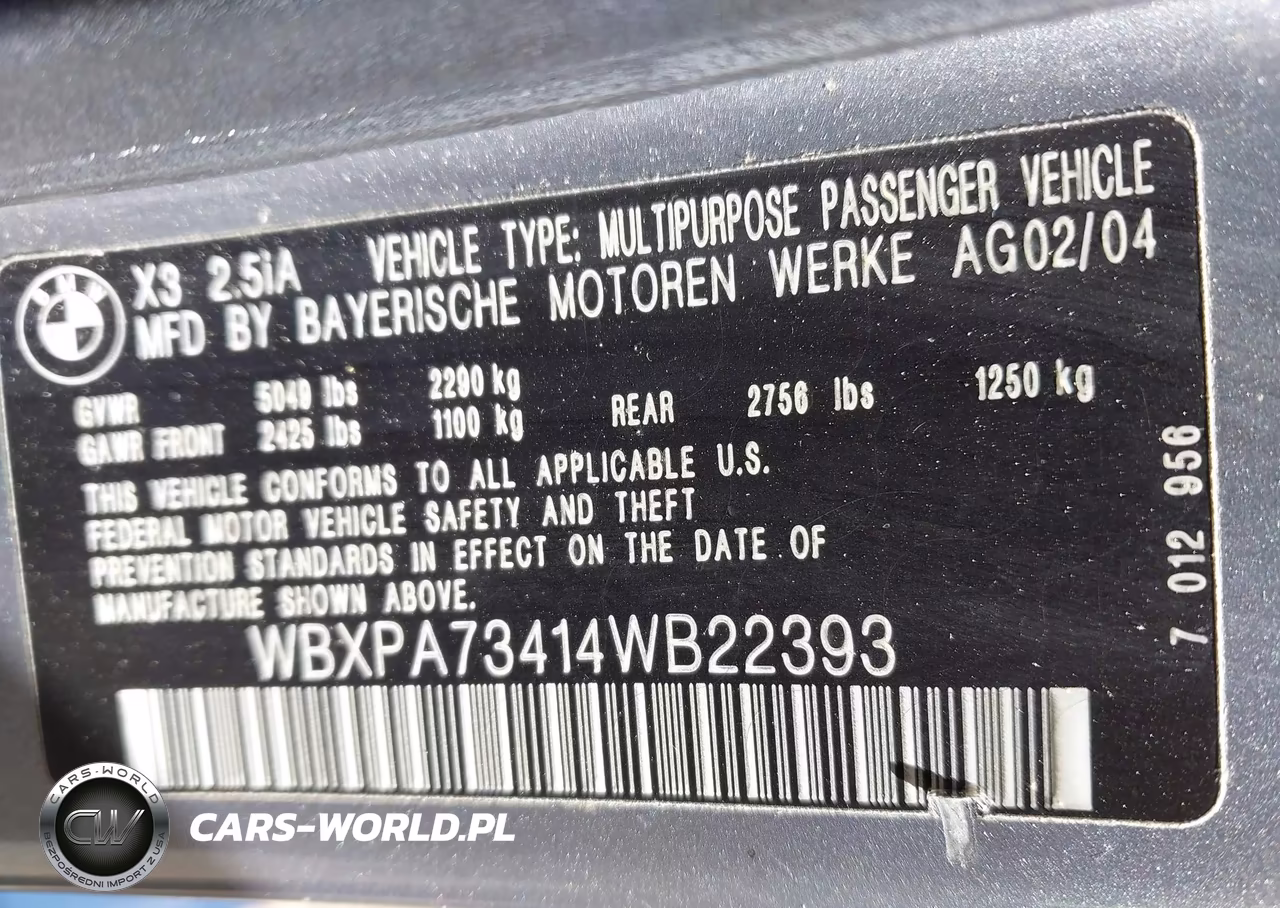 2004 BMW X3 2.5I VIN:WBXPA73414WB22393 - 9