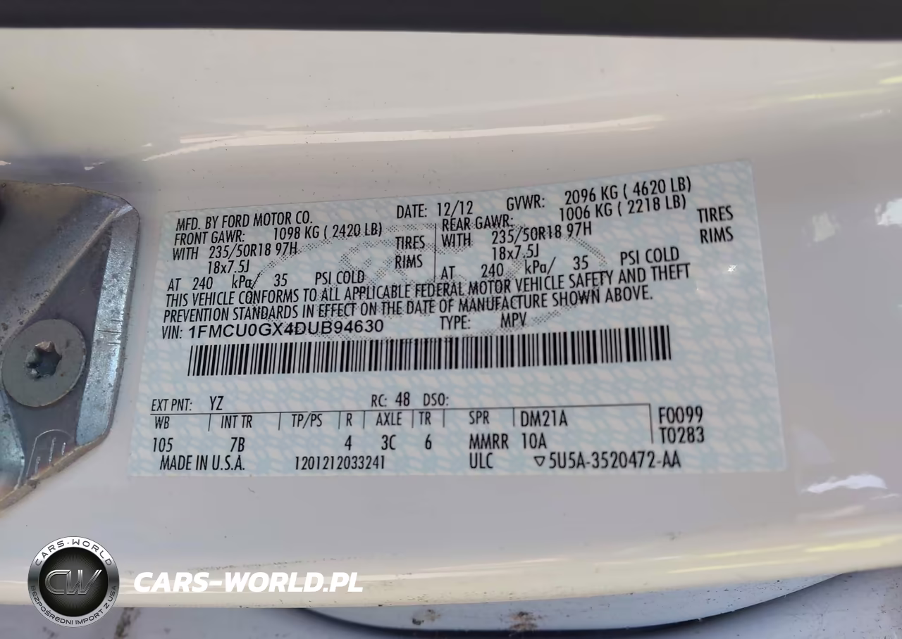 2013 Ford Escape Se VIN:1FMCU0GX4DUB94630 - 9