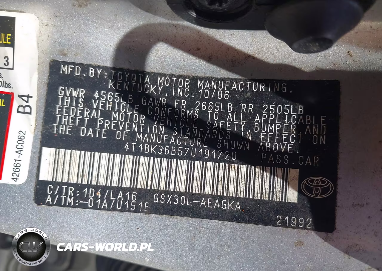 2007 Toyota Avalon Xls VIN:4T1BK36B57U191720 - 9