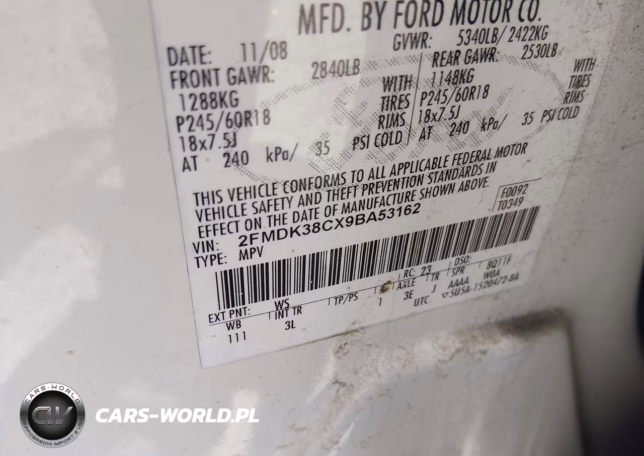 2009 Ford Edge Sel VIN:2FMDK38CX9BA53162 - 9