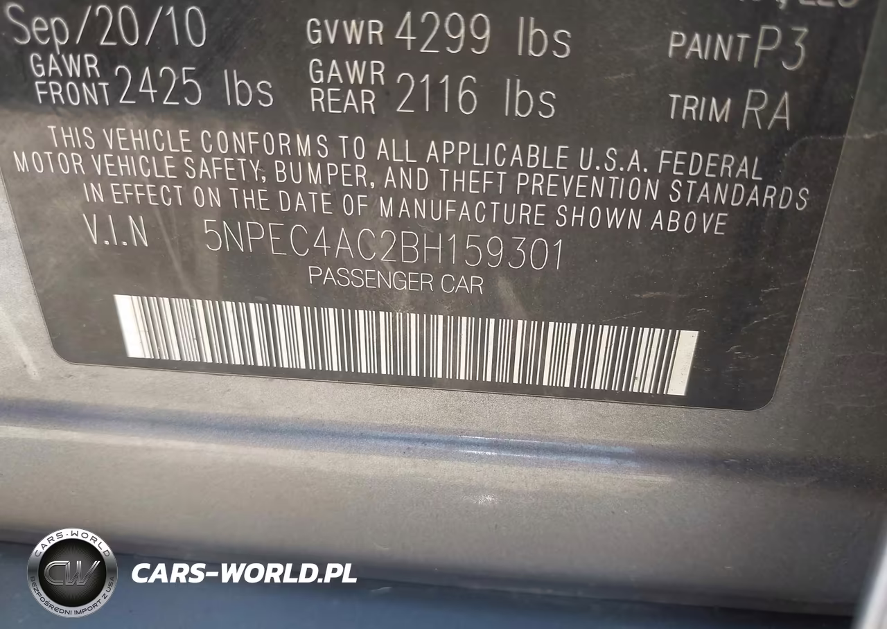 2011 Hyundai Sonata Limited VIN:5NPEC4AC2BH159301 - 9
