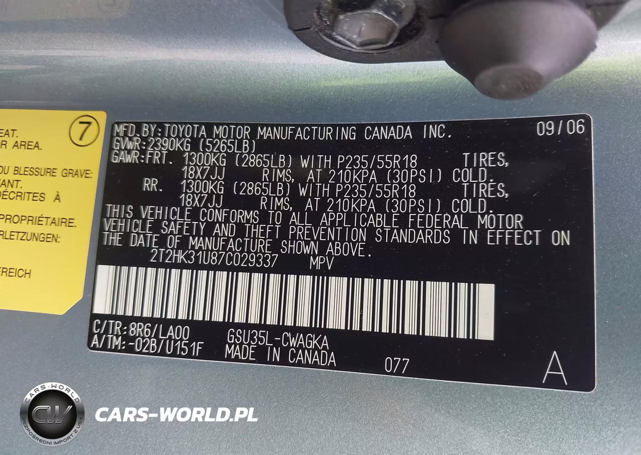 2007 Lexus Rx 350 VIN:2T2HK31U87C029337 - 9