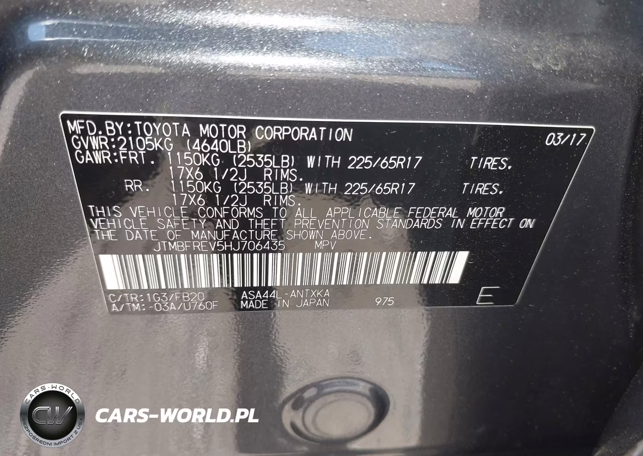 2017 Toyota Rav4 Le VIN:JTMBFREV5HJ706435 - 9