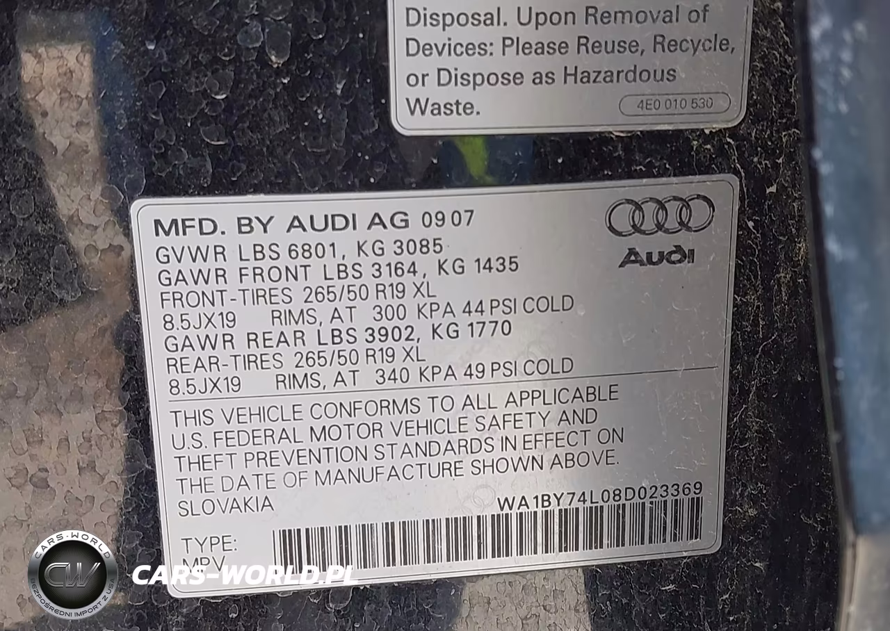 2008 Audi Q7 3.6 Premium VIN:WA1BY74L08D023369 - 9