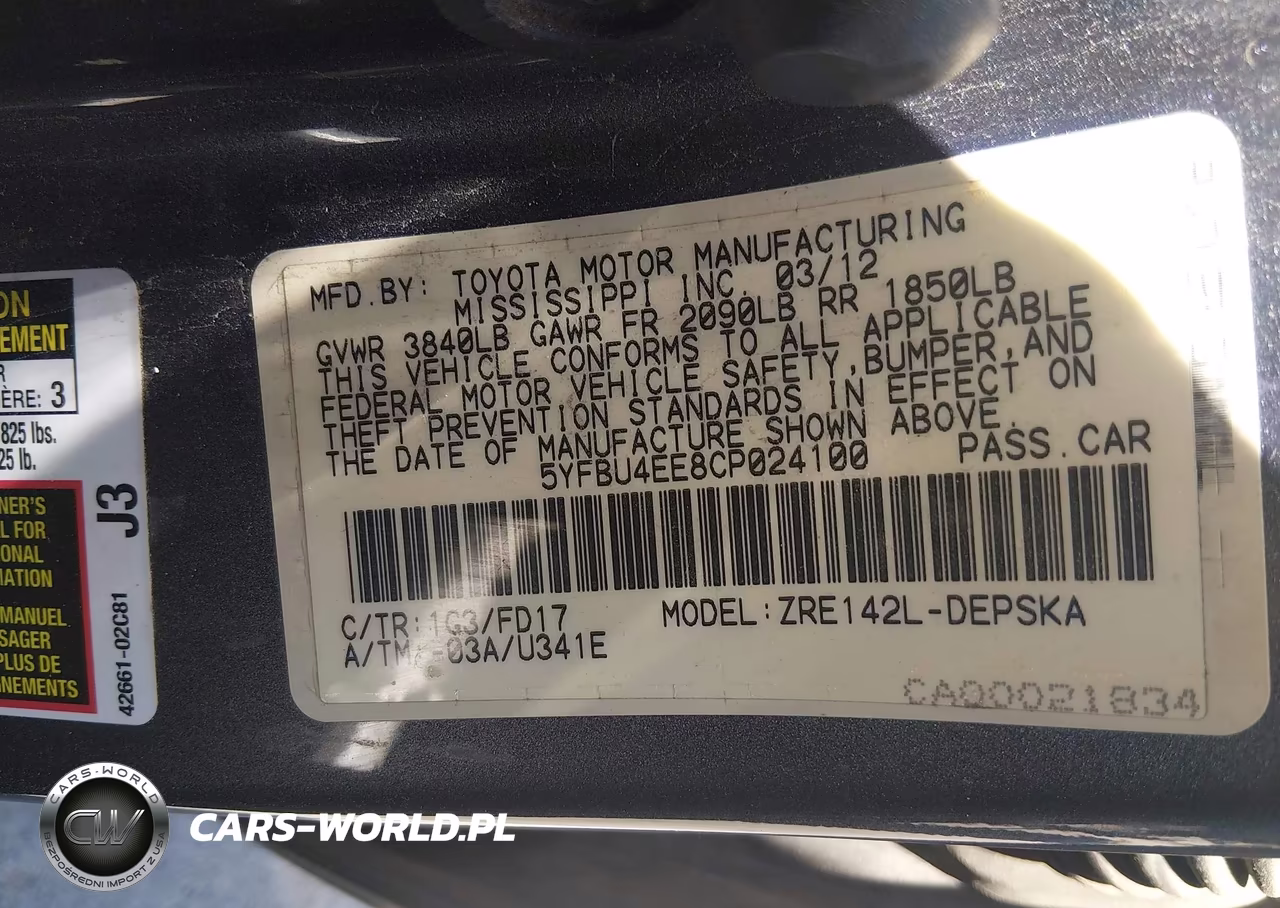 2012 Toyota Corolla S VIN:5YFBU4EE8CP024100 - 9