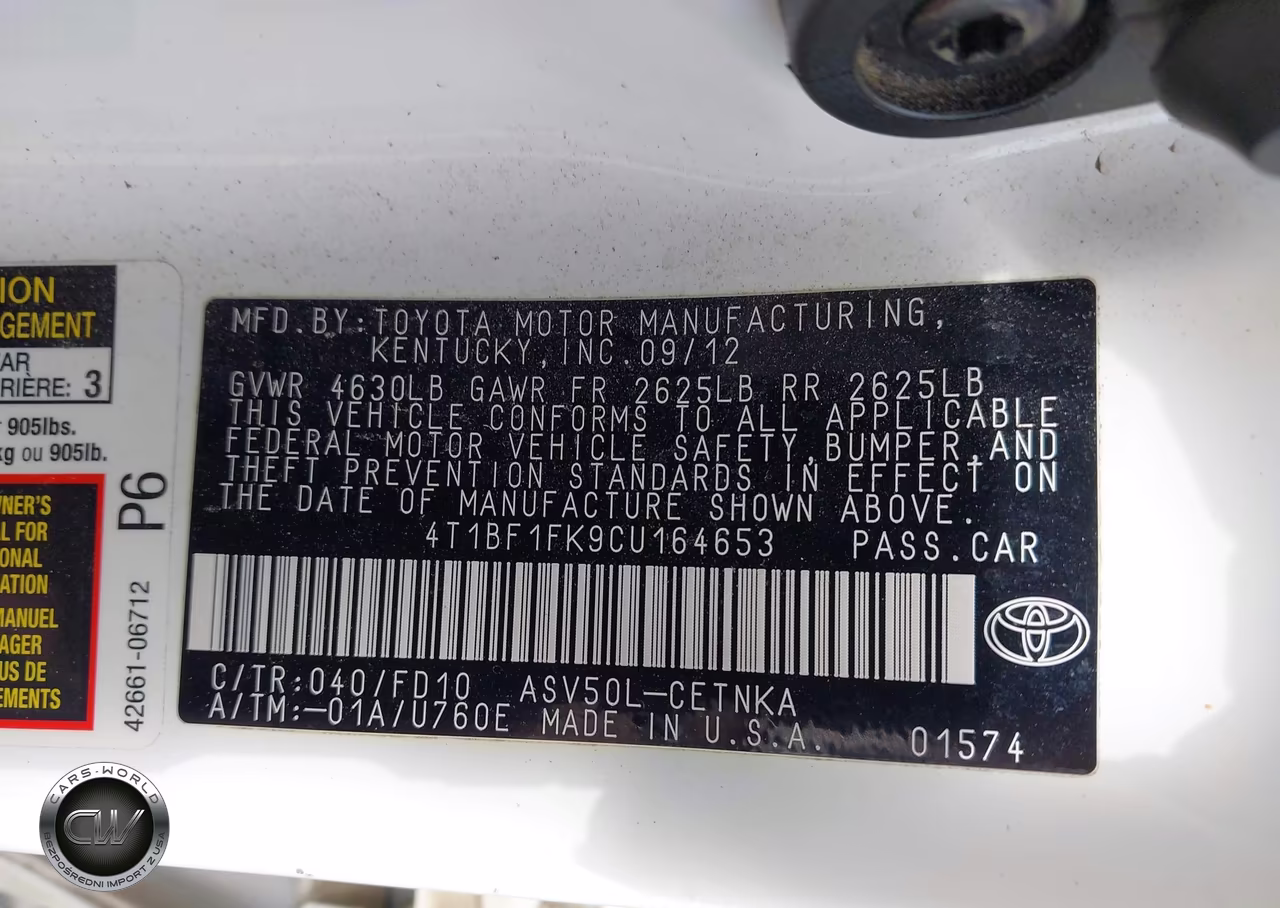 2012 Toyota Camry Le VIN:4T1BF1FK9CU164653 - 9