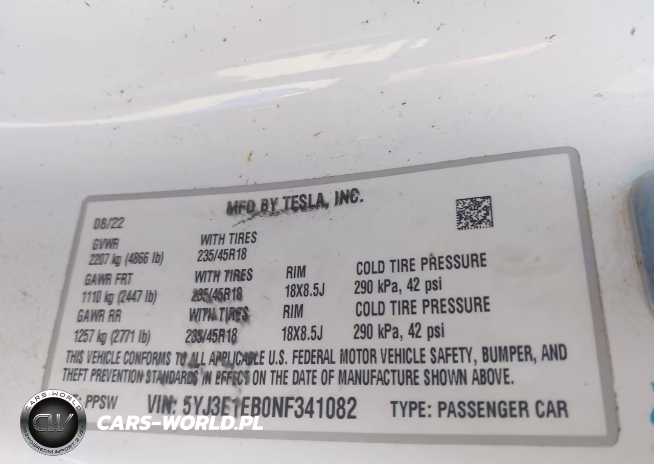 2022 Tesla Model 3 Long Range Dual Motor All-Wheel Drive VIN:5YJ3E1EB0NF341082 - 9