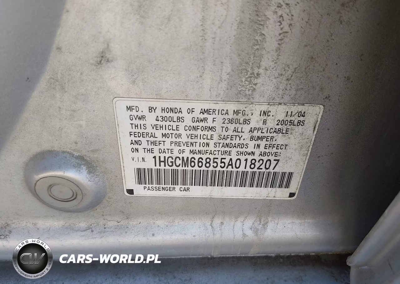 2005 Honda Accord 3.0 Ex VIN:1HGCM66855A018207 - 9