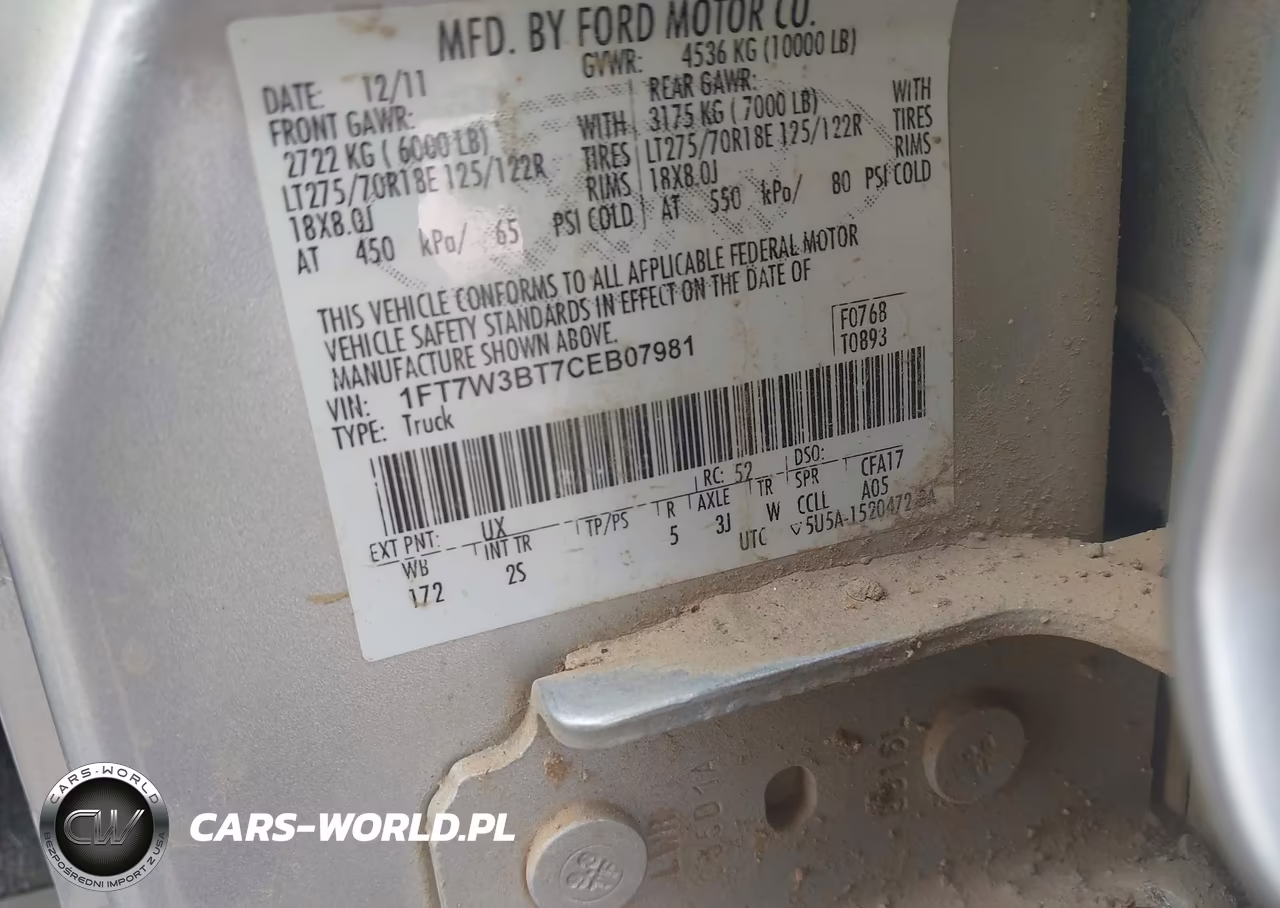2012 Ford F-350 Xlt VIN:1FT7W3BT7CEB07981 - 9