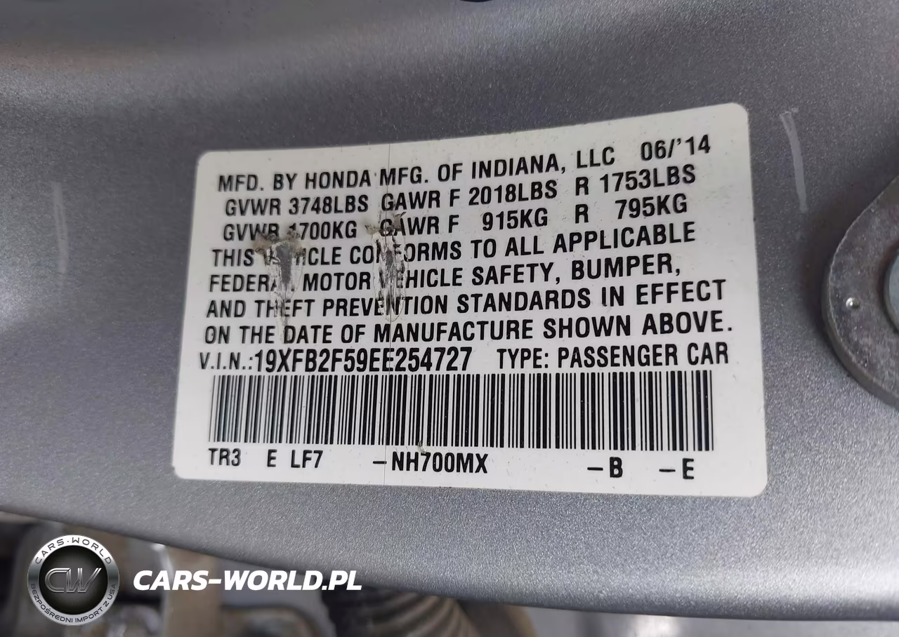 2014 Honda Civic Lx VIN:19XFB2F59EE254727 - 9
