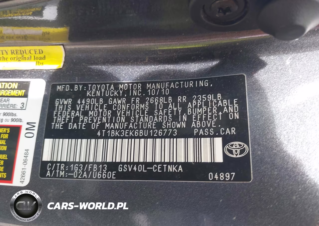 2011 Toyota Camry Le V6 VIN:4T1BK3EK6BU126773 - 9