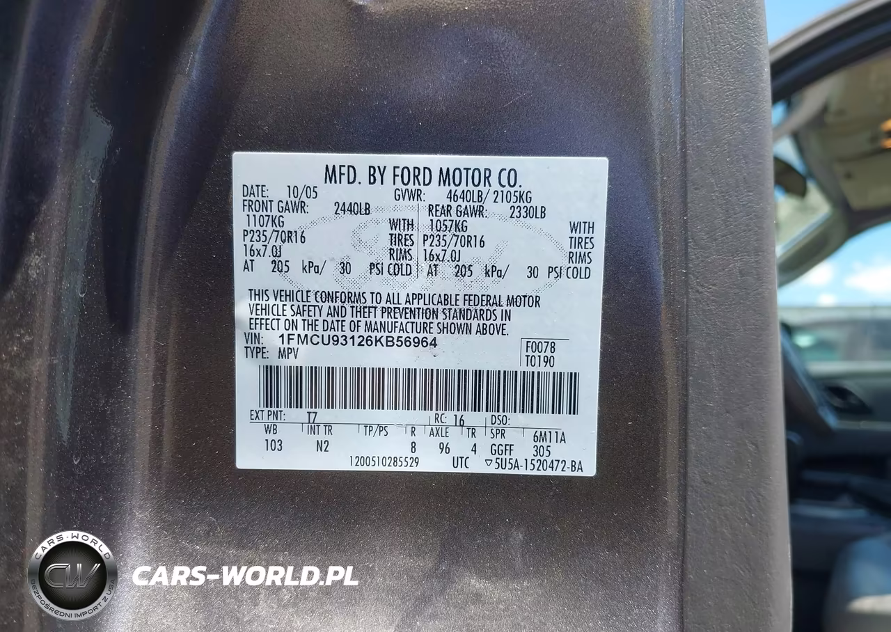 2006 Ford Escape Xlt-Xlt Sport VIN:1FMCU93126KB56964 - 9