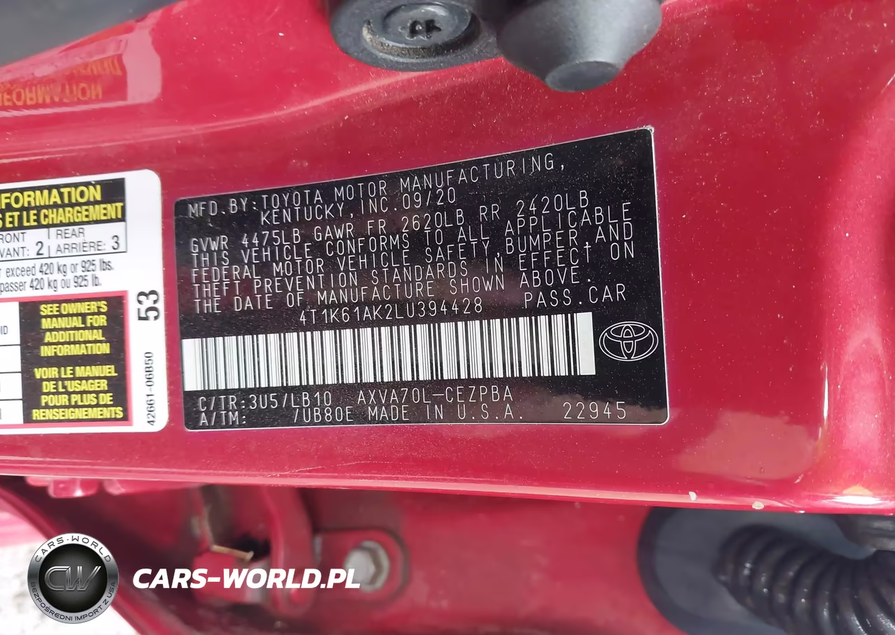2020 Toyota Camry Xse VIN:4T1K61AK2LU394428 - 9