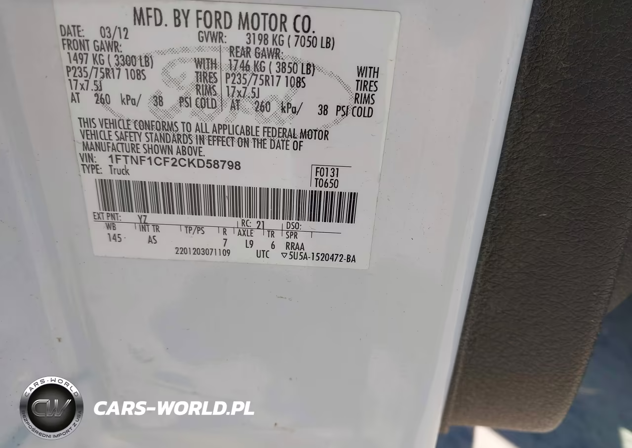 2012 Ford F-150 Xl VIN:1FTNF1CF2CKD58798 - 9