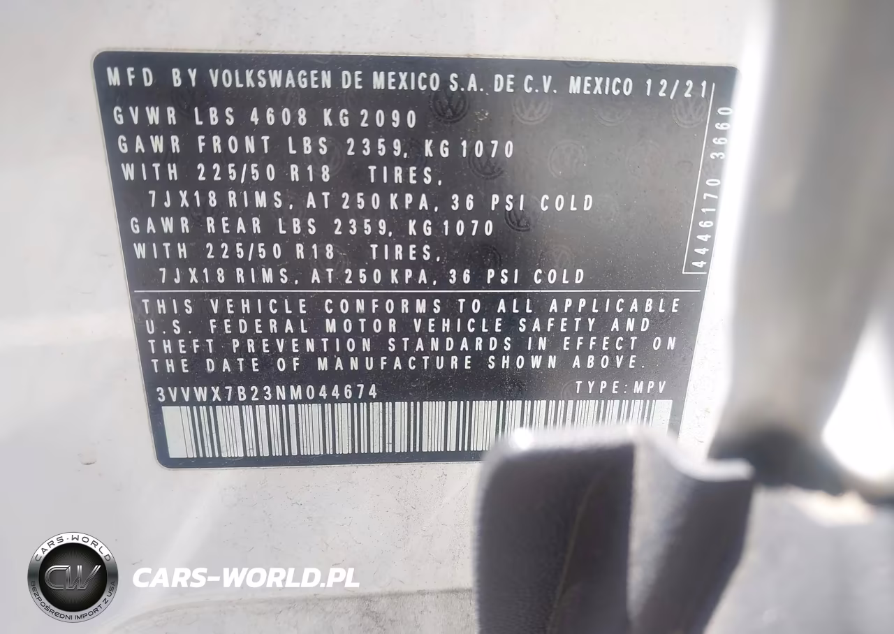 2022 Volkswagen Taos 1.5T Se VIN:3VVWX7B23NM044674 - 9