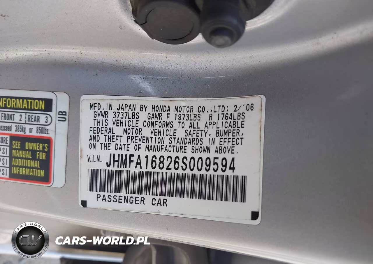 2006 Honda Civic Ex VIN:JHMFA16826S009594 - 9