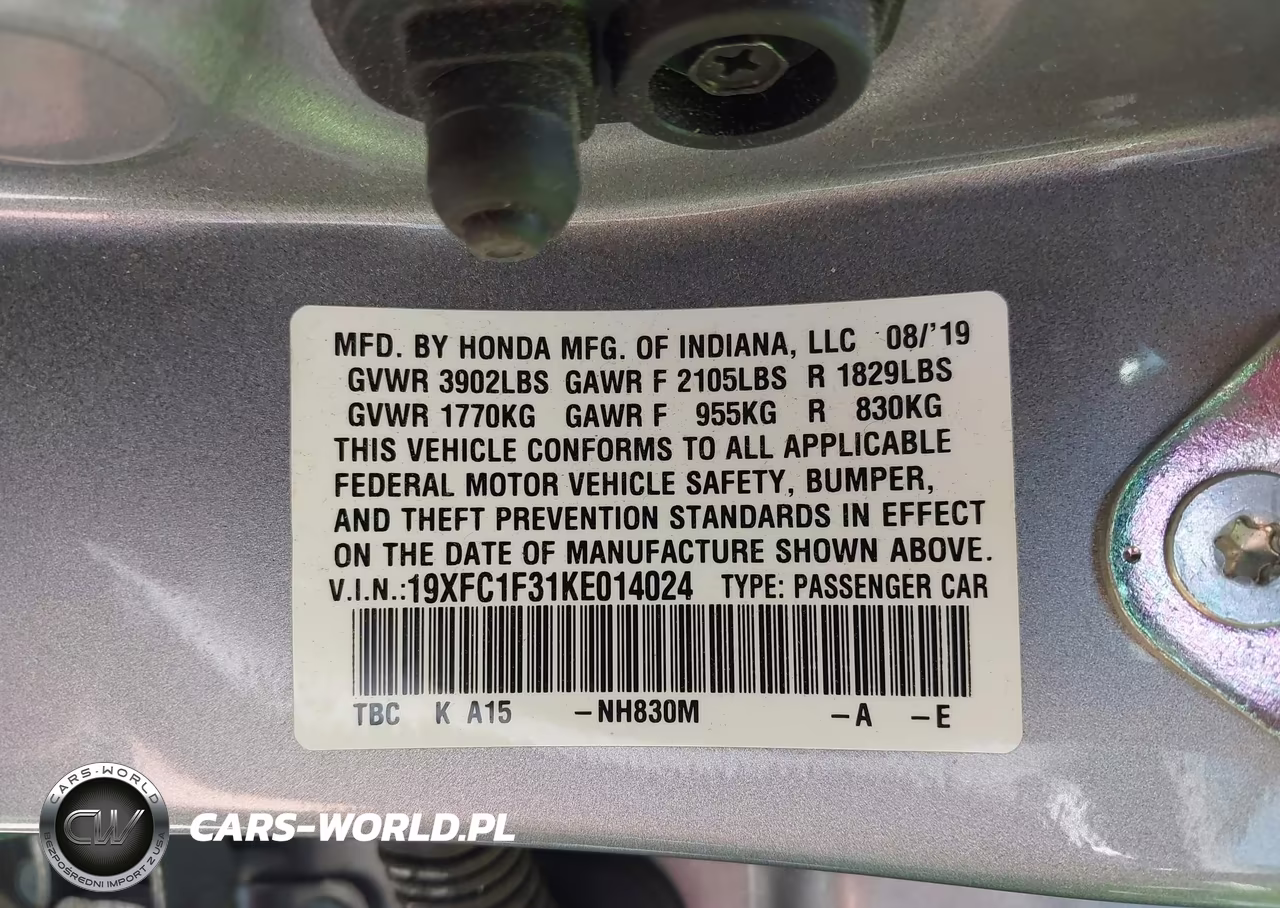 2019 Honda Civic Ex VIN:19XFC1F31KE014024 - 9