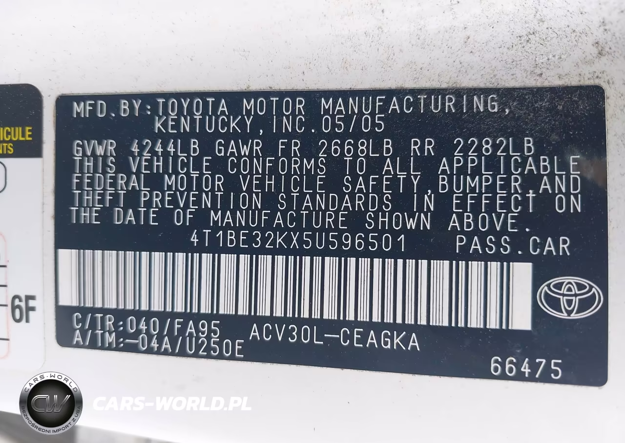 2005 Toyota Camry Xle VIN:4T1BE32KX5U596501 - 9