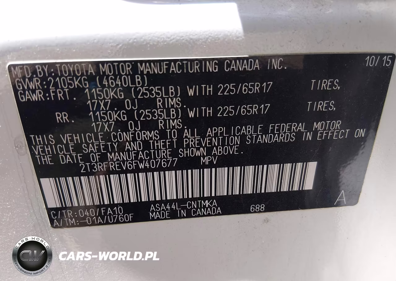 2015 Toyota Rav4 Xle VIN:2T3RFREV6FW407677 - 9