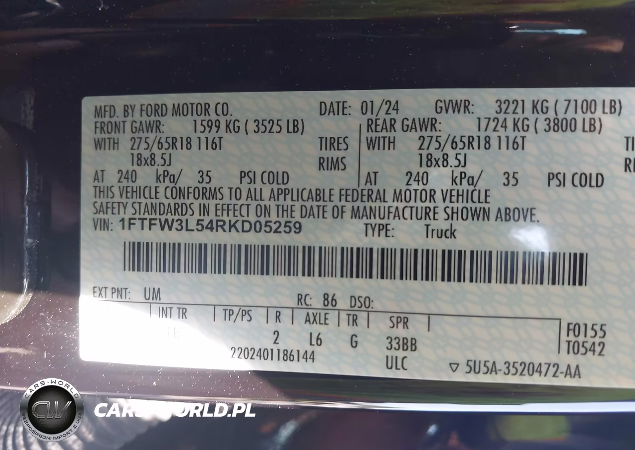 2024 Ford F-150 Xlt VIN:1FTFW3L54RKD05259 - 9