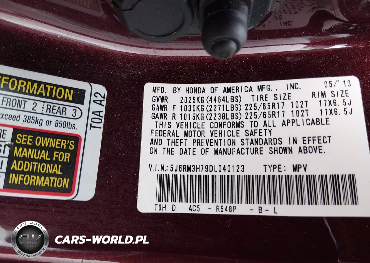 2013 Honda Cr-V Ex-L VIN:5J6RM3H79DL040123 - 9