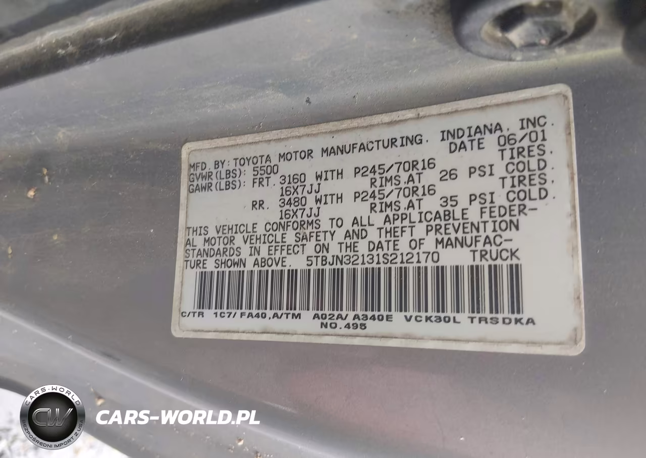 2001 Toyota Tundra VIN:5TBJN32131S212170 - 9