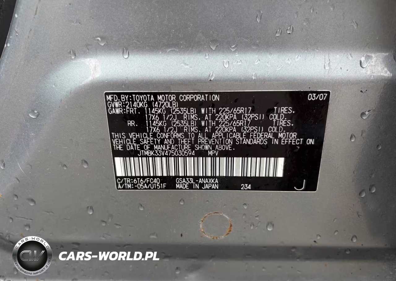 2007 Toyota Rav4 Base V6 VIN:JTMBK33V475030594 - 9