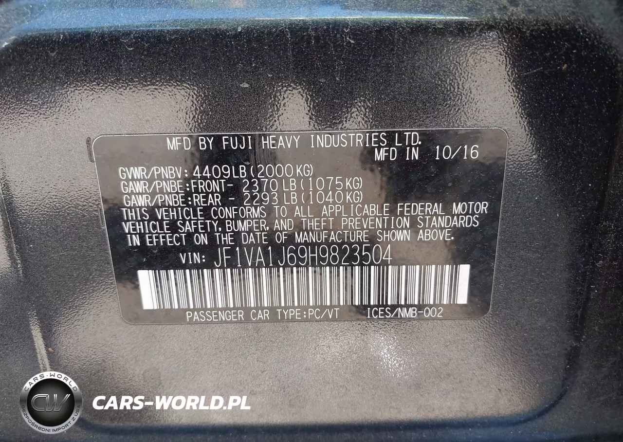 2017 Subaru Wrx Limited VIN:JF1VA1J69H9823504 - 9