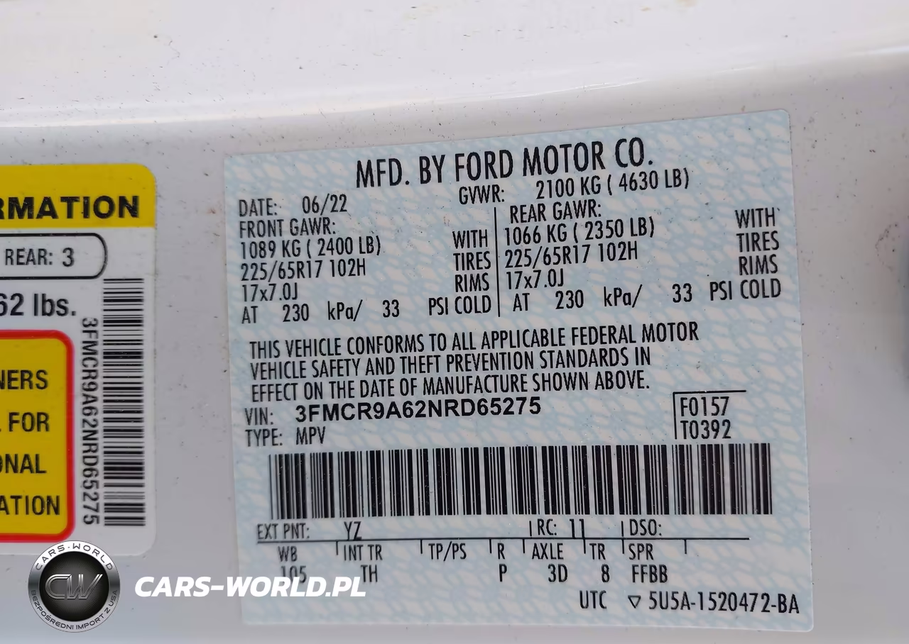 FORD BRONCO SPO VIN:3FMCR9A62NRD65275 - 9