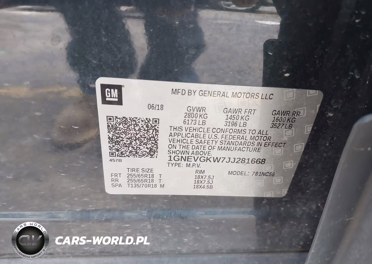 2018 Chevrolet Traverse 1Lt VIN:1GNEVGKW7JJ281668 - 9