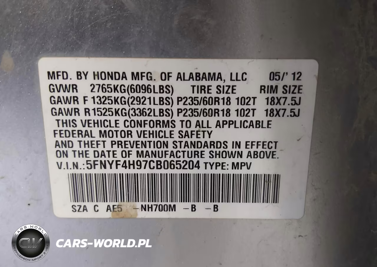 2012 Honda Pilot Touring VIN:5FNYF4H97CB065204 - 9