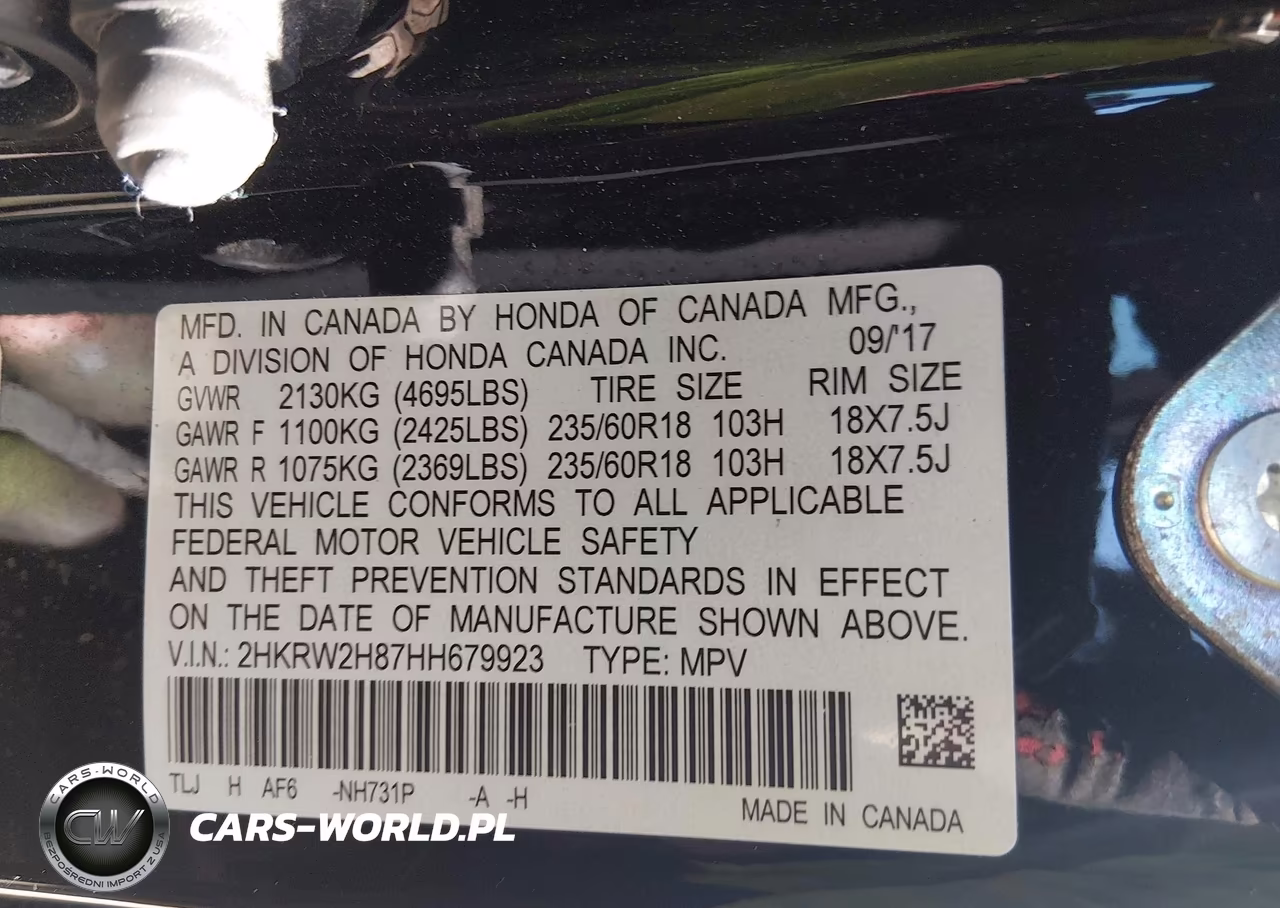 2017 Honda Cr-V Ex-L-Ex-L Navi VIN:2HKRW2H87HH679923 - 9