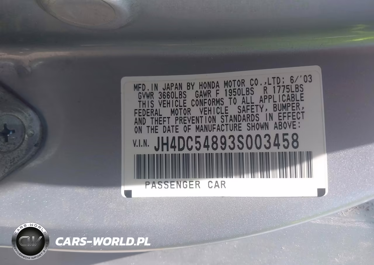 2003 Acura Rsx VIN:JH4DC54893S003458 - 9